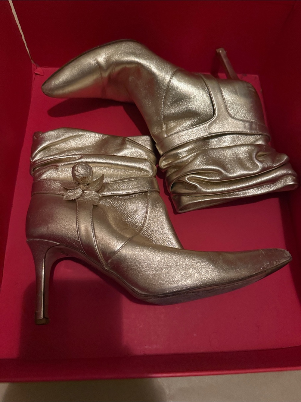 Metallic gold Valentino booties